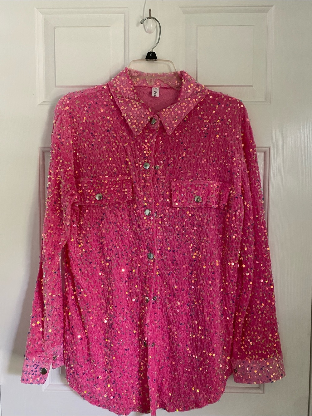 FA Pink Sequin snap-Up Shirt size S